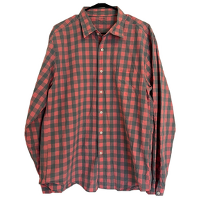 J. Crew Salmon Pink Checked Button Down Dress Shirt Men’s Size Large